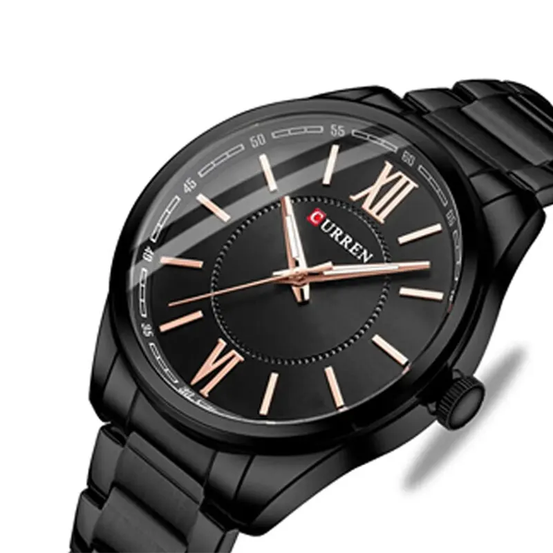 Curren Luxury Black Dial Window Material Men's Watch- 8423